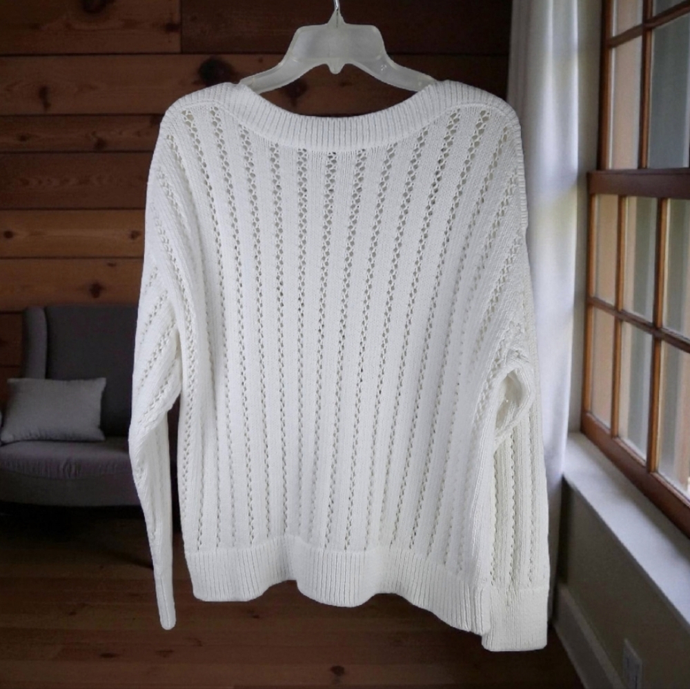 LOFT White Crew Neck Sweater - Picture 3 of 10